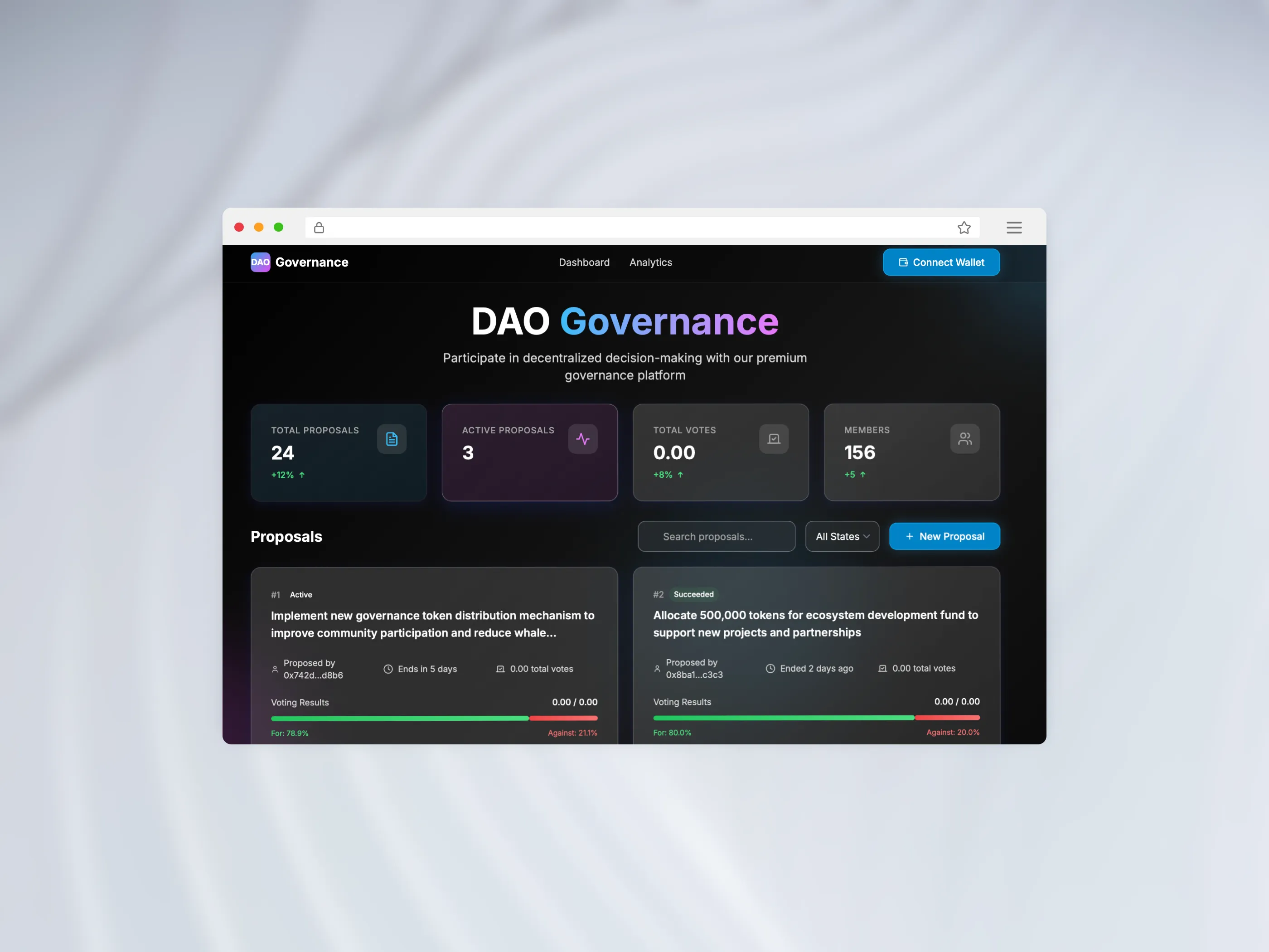 DAO Governance platform interface